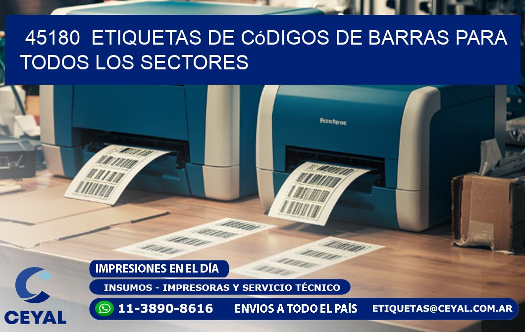 ️45180  Etiquetas de Códigos de Barras para Todos los Sectores