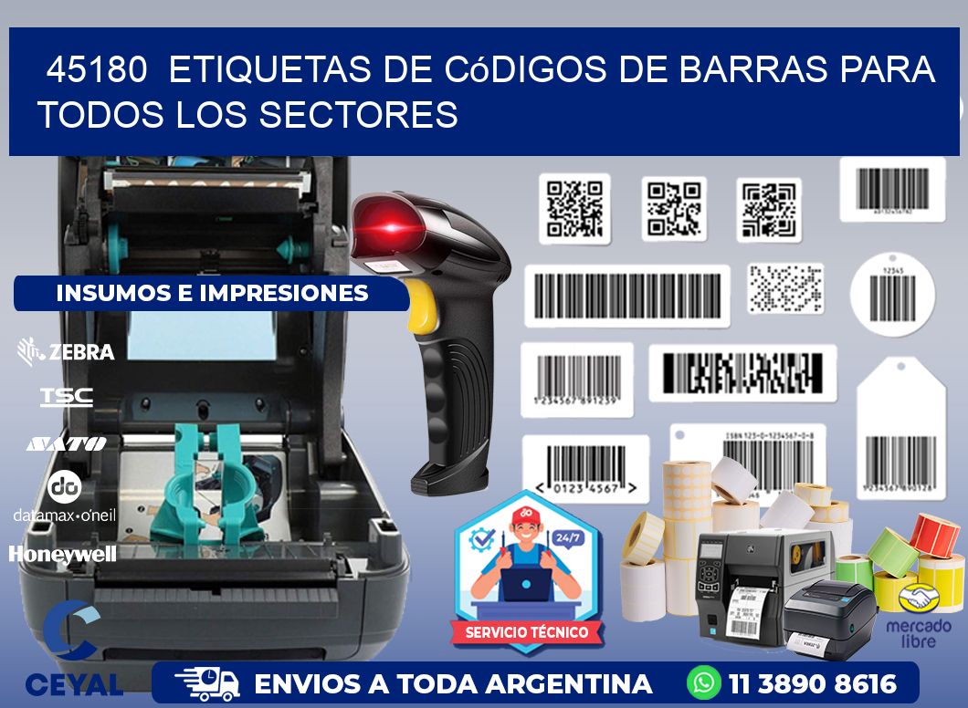 ️45180  Etiquetas de Códigos de Barras para Todos los Sectores