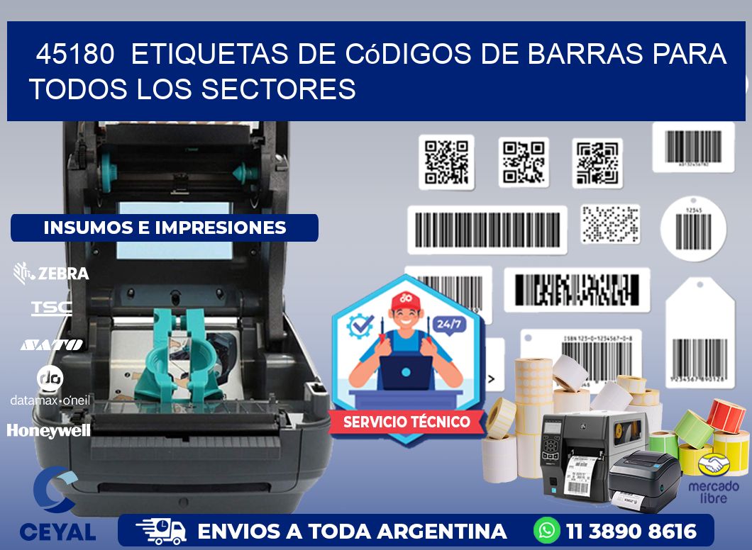 ️45180  Etiquetas de Códigos de Barras para Todos los Sectores