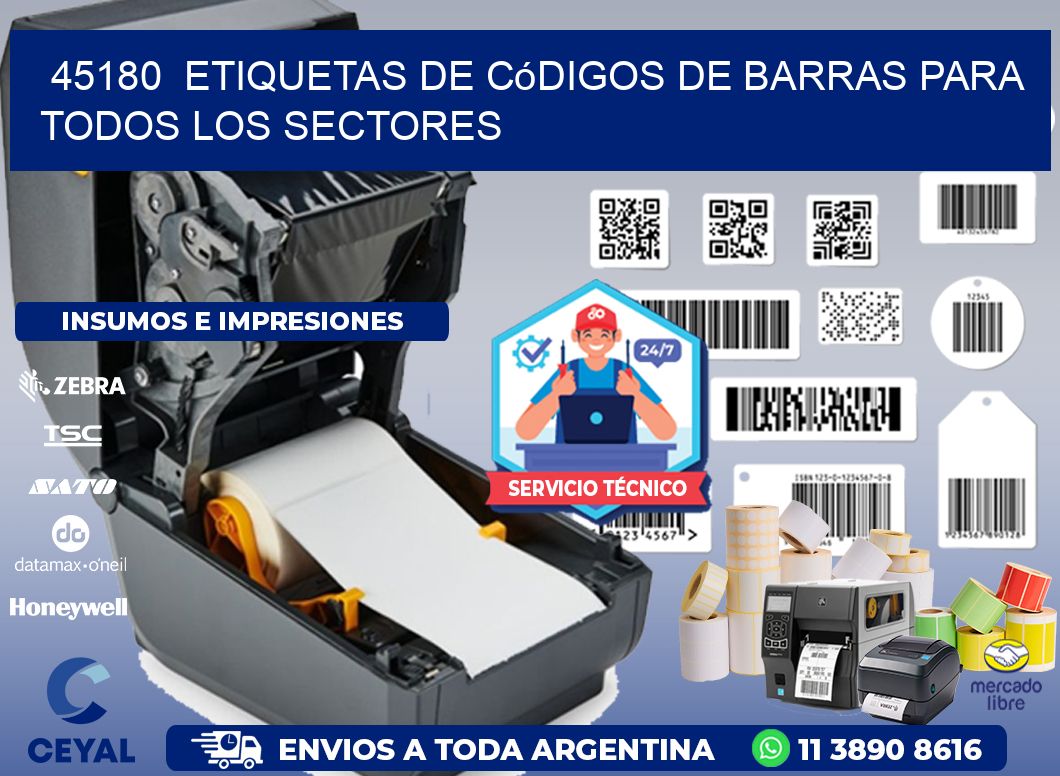 ️45180  Etiquetas de Códigos de Barras para Todos los Sectores
