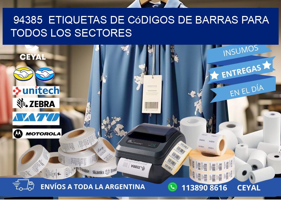 ️94385  Etiquetas de Códigos de Barras para Todos los Sectores