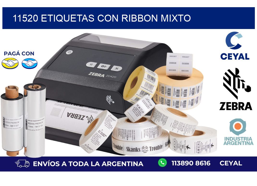 11520 etiquetas con ribbon mixto