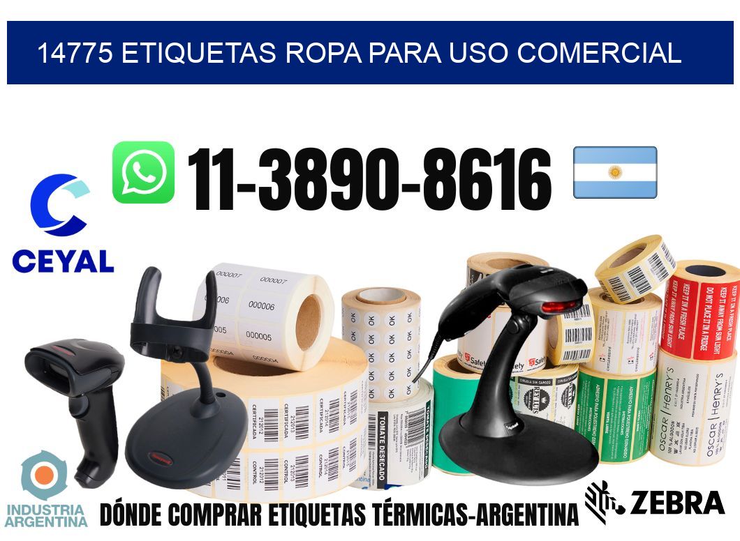 14775 Etiquetas ropa para uso comercial