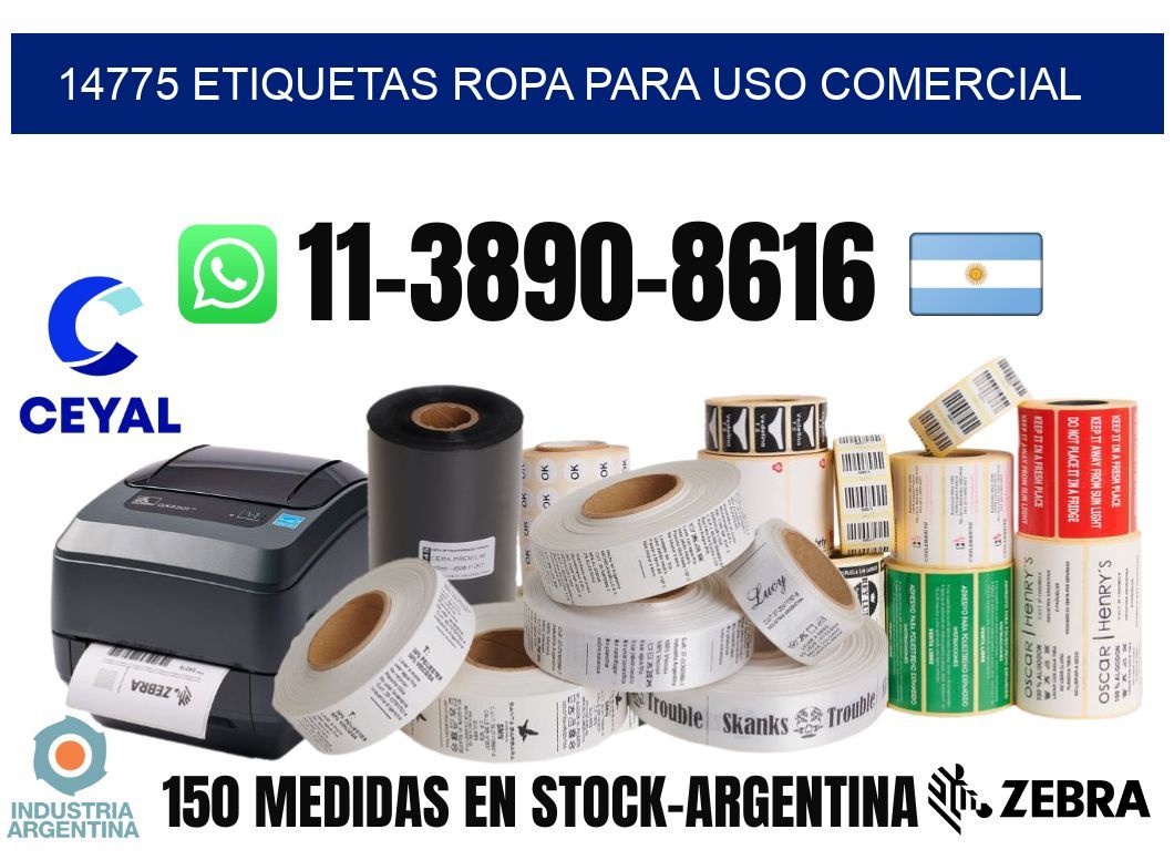 14775 Etiquetas ropa para uso comercial