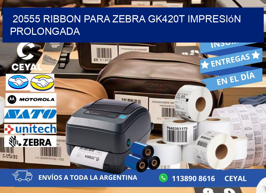 20555 ribbon para zebra gk420t impresión prolongada