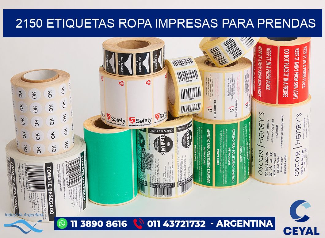 2150 Etiquetas ropa impresas para prendas