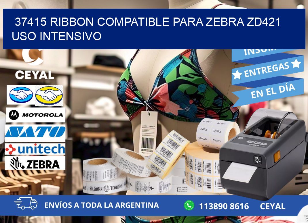 37415 ribbon compatible para zebra zd421 uso intensivo