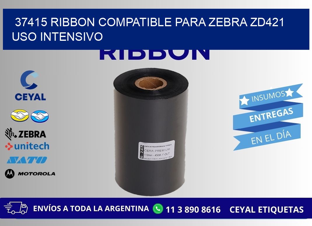 37415 ribbon compatible para zebra zd421 uso intensivo