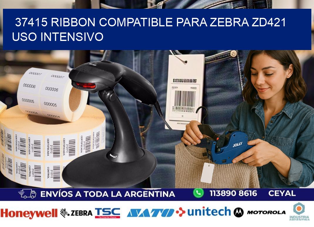 37415 ribbon compatible para zebra zd421 uso intensivo