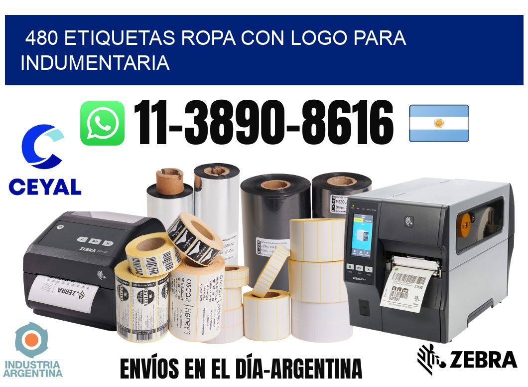 480 Etiquetas ropa con logo para indumentaria