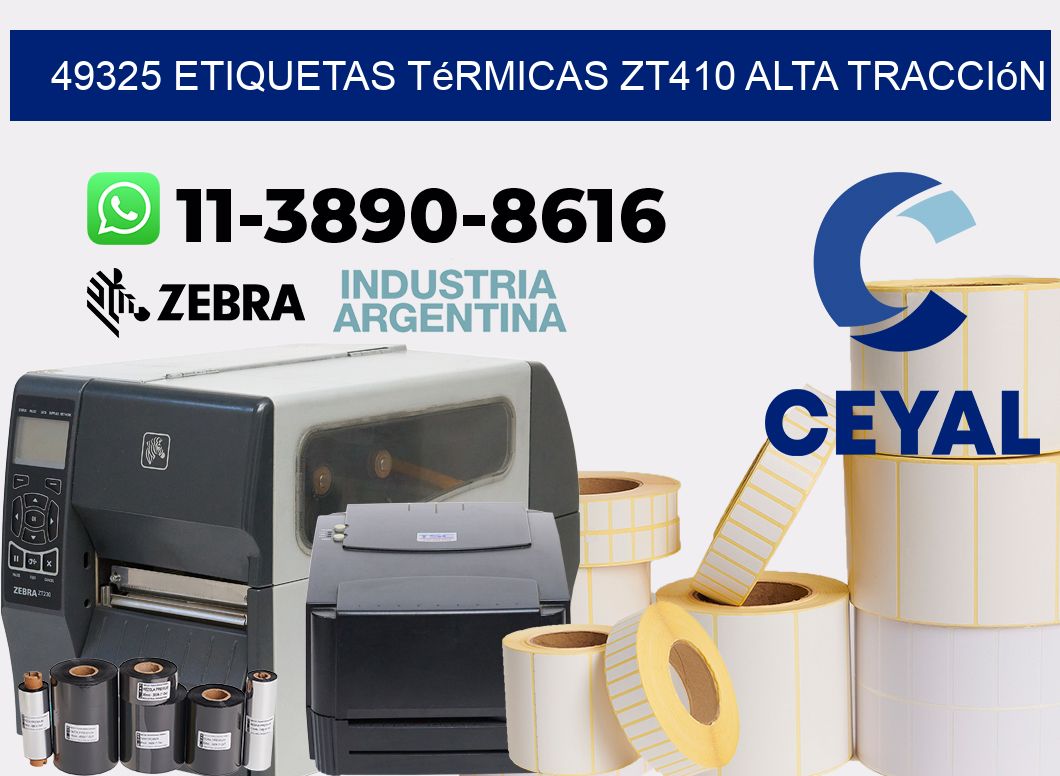49325 etiquetas térmicas zt410 alta tracción