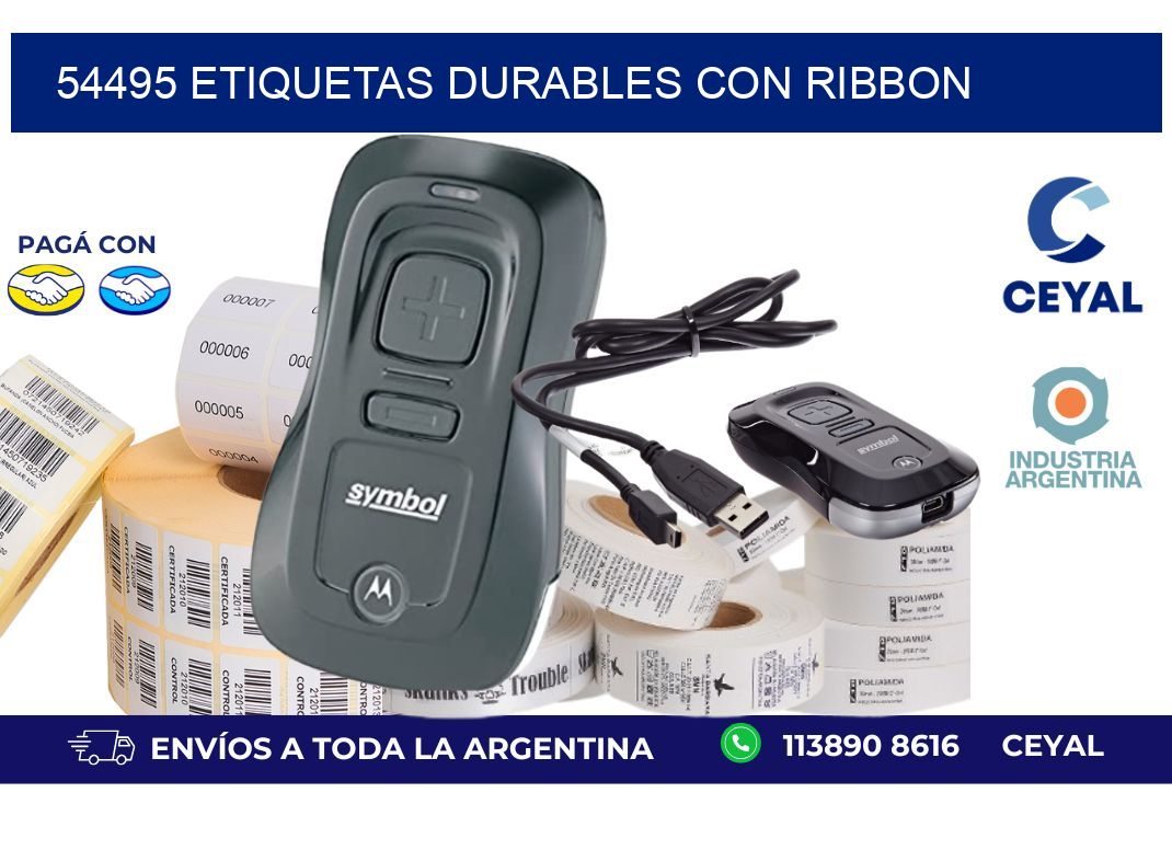 54495 etiquetas durables con ribbon