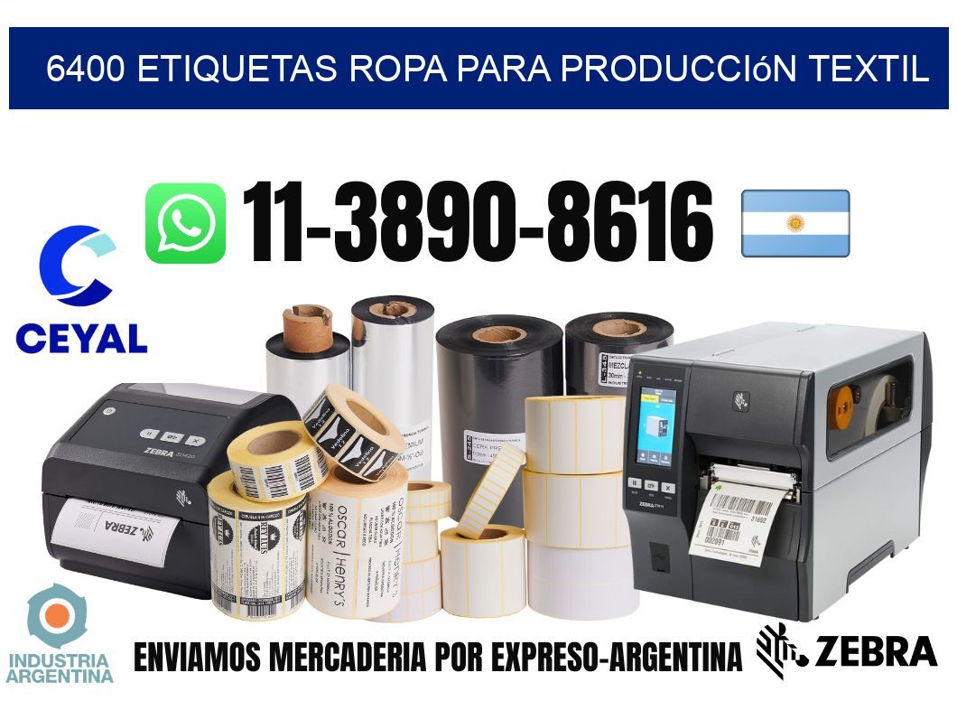 6400 Etiquetas ropa para producción textil