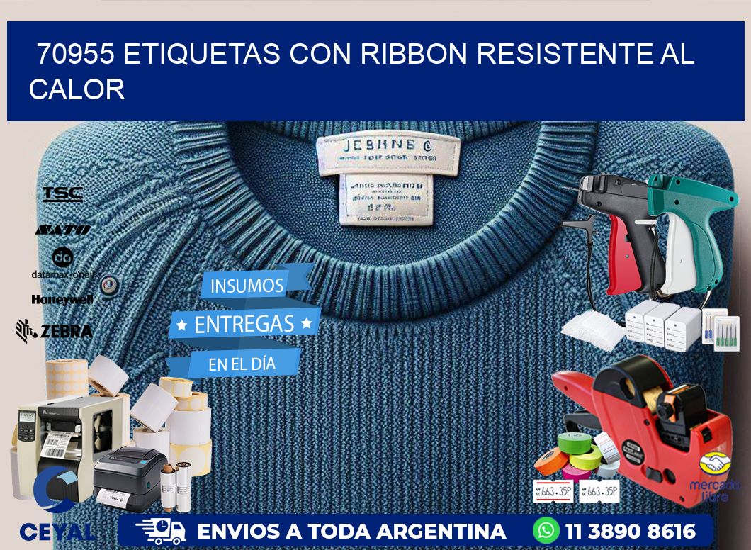 70955 etiquetas con ribbon resistente al calor