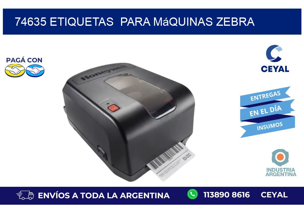 74635 etiquetas para máquinas Zebra