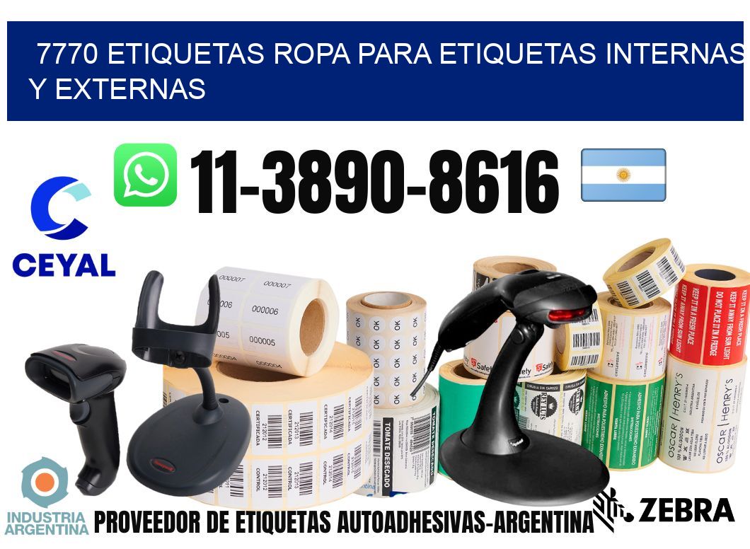 7770 Etiquetas ropa para etiquetas internas y externas