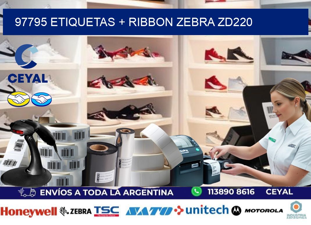 97795 etiquetas + ribbon zebra zd220