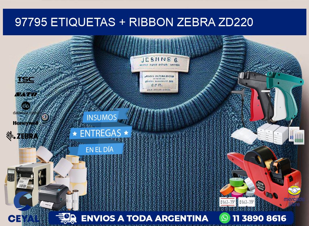 97795 etiquetas + ribbon zebra zd220