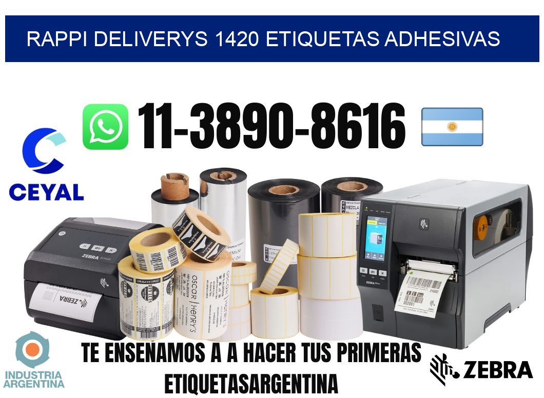 rappi deliverys 1420 etiquetas adhesivas