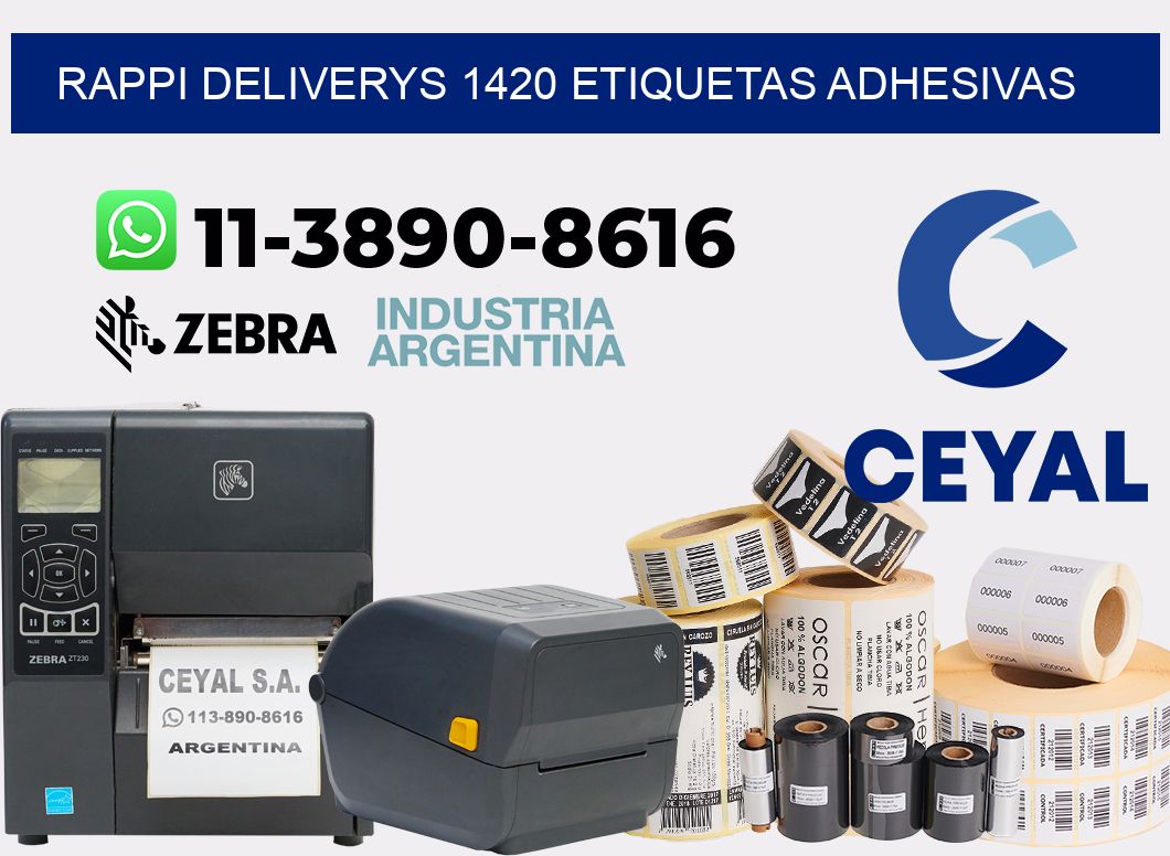 rappi deliverys 1420 etiquetas adhesivas