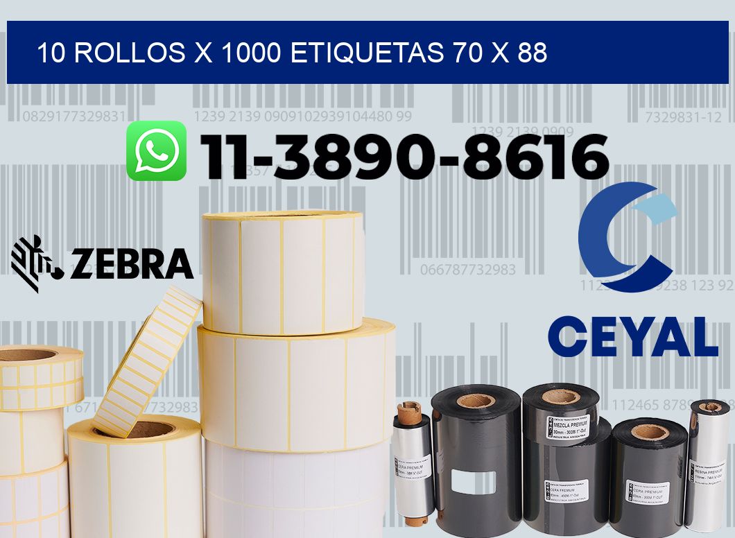10 rollos x 1000 etiquetas 70 x 88