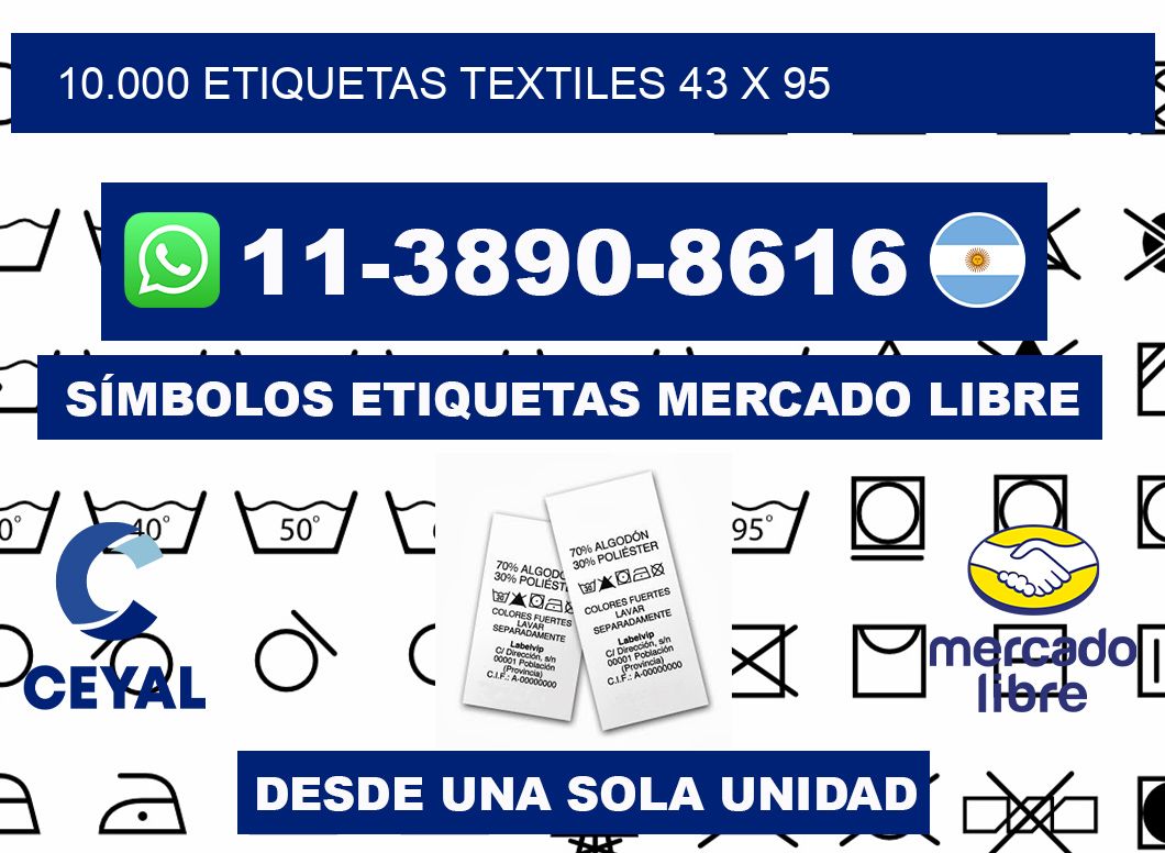 10.000 ETIQUETAS TEXTILES 43 x 95