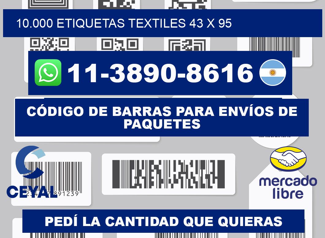 10.000 ETIQUETAS TEXTILES 43 x 95