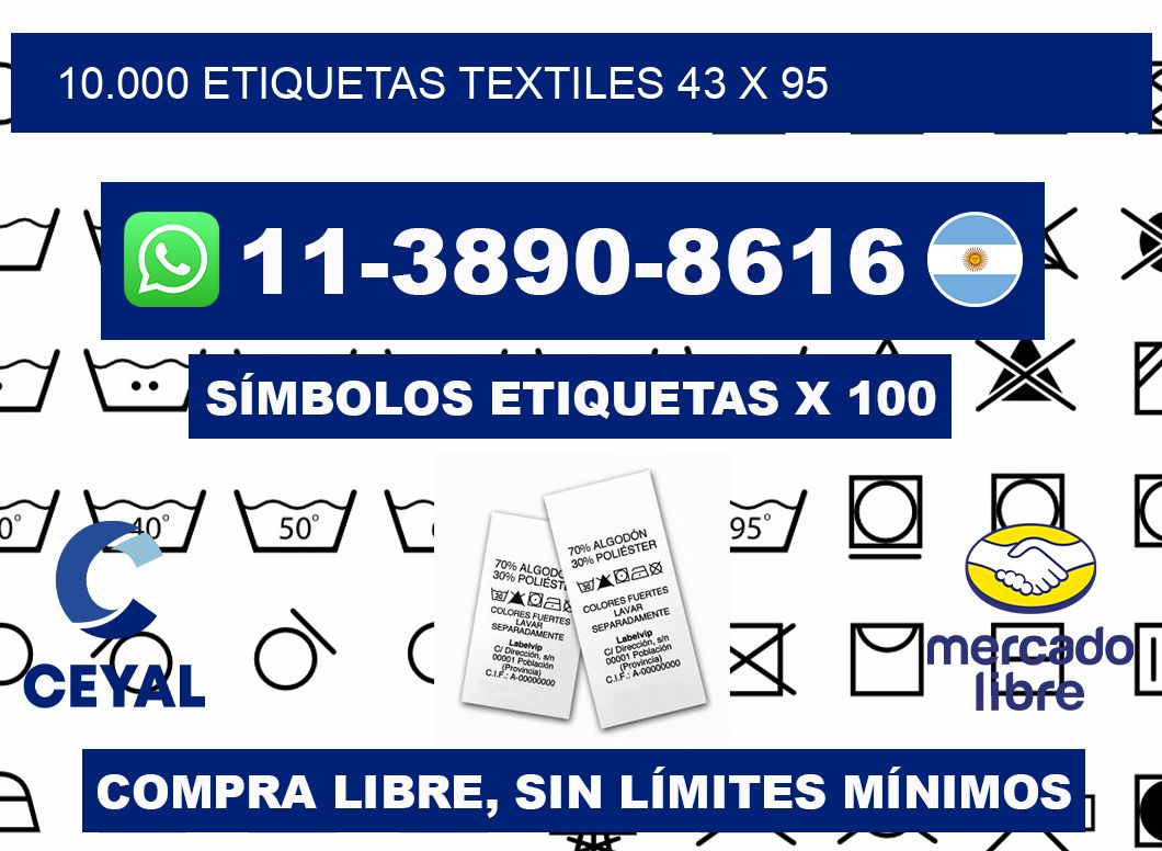 10.000 ETIQUETAS TEXTILES 43 x 95