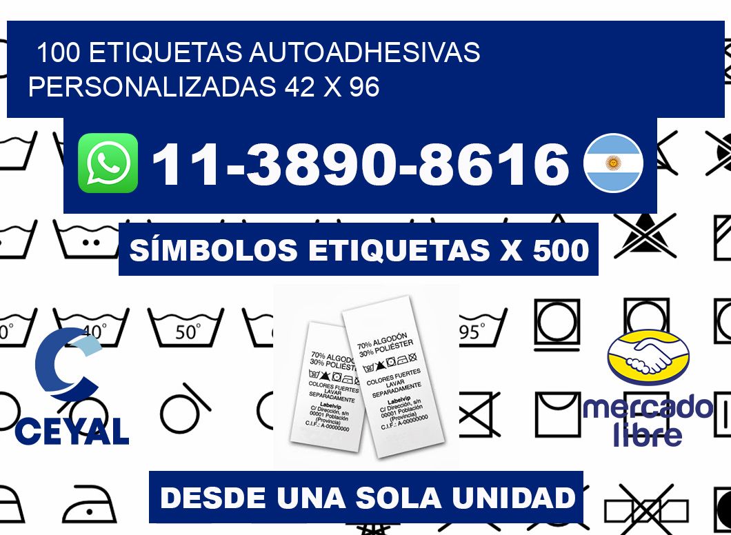 100 Etiquetas autoadhesivas personalizadas 42 x 96
