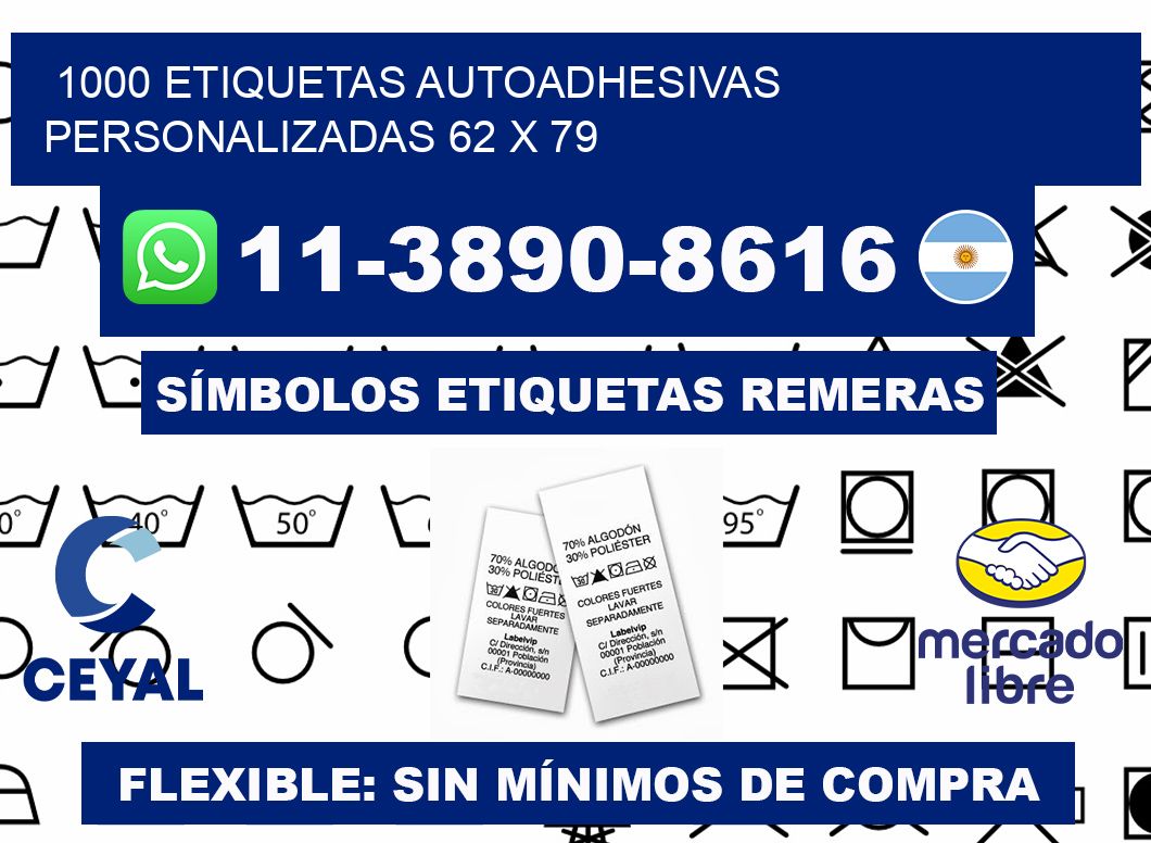 1000 Etiquetas autoadhesivas personalizadas 62 x 79