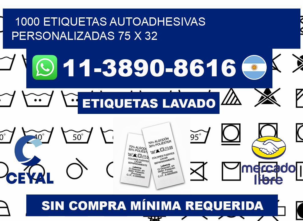 1000 Etiquetas autoadhesivas personalizadas 75 x 32