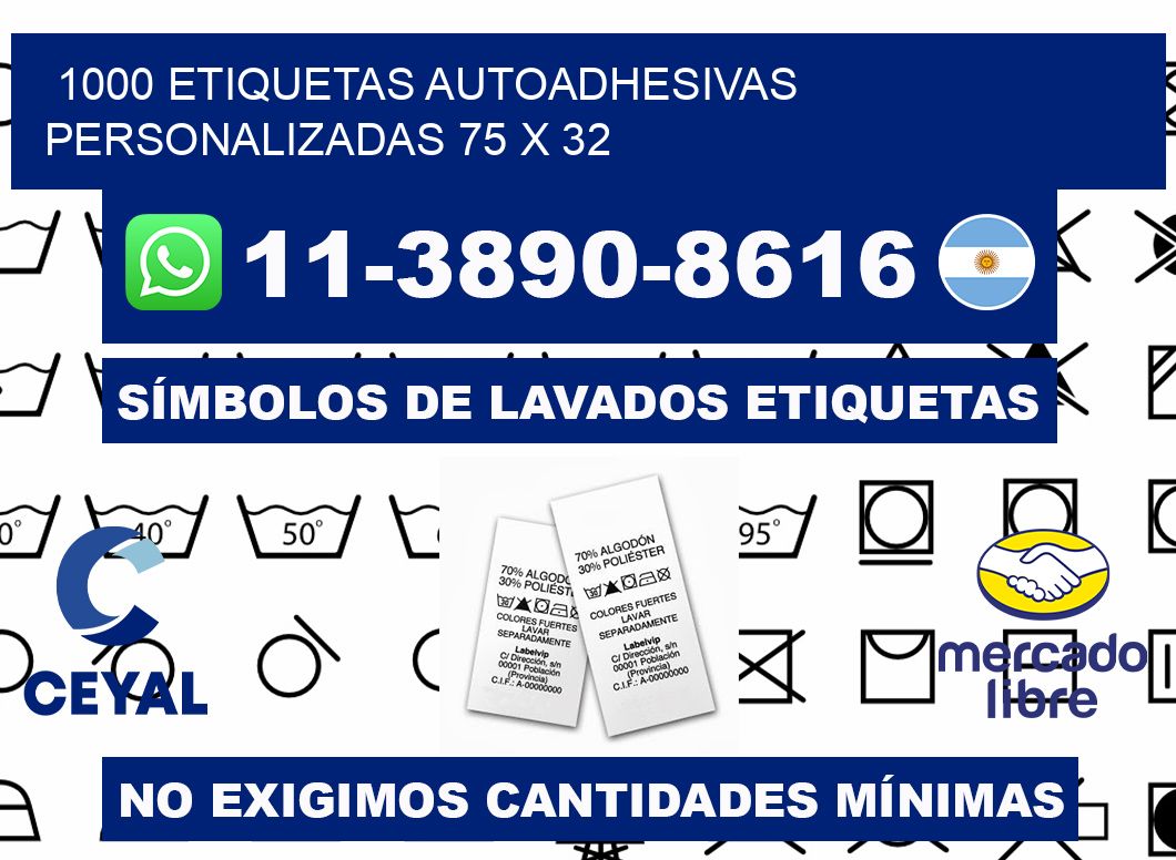 1000 Etiquetas autoadhesivas personalizadas 75 x 32