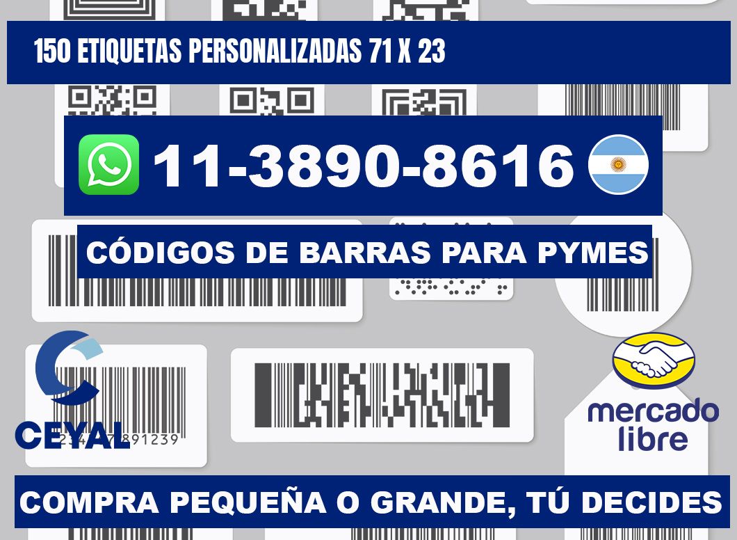 150 ETIQUETAS PERSONALIZADAS 71 x 23