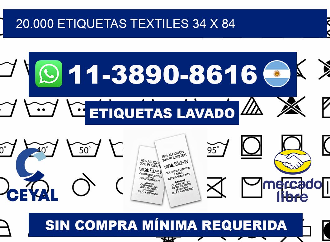 20.000 ETIQUETAS TEXTILES 34 x 84