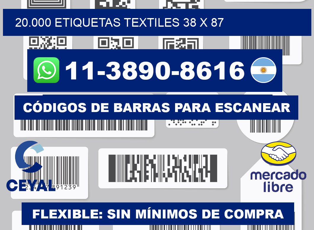 20.000 ETIQUETAS TEXTILES 38 x 87