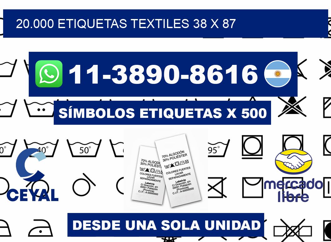 20.000 ETIQUETAS TEXTILES 38 x 87