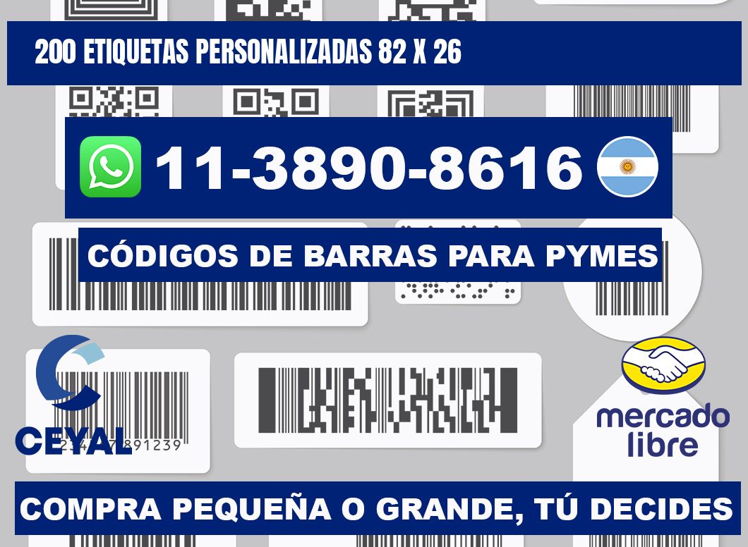 200 ETIQUETAS PERSONALIZADAS 82 x 26