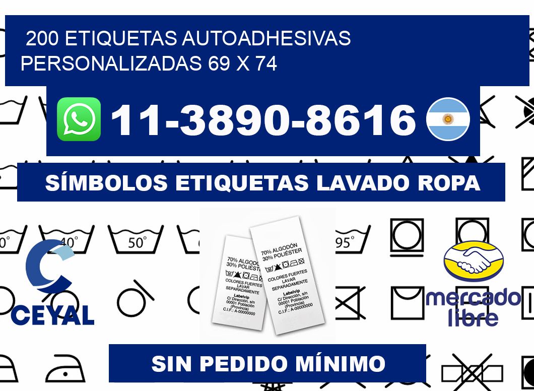 200 Etiquetas autoadhesivas personalizadas 69 x 74