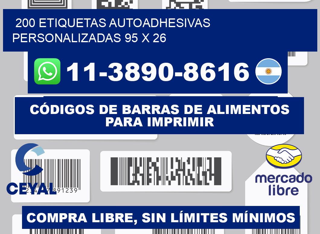 200 Etiquetas autoadhesivas personalizadas 95 x 26