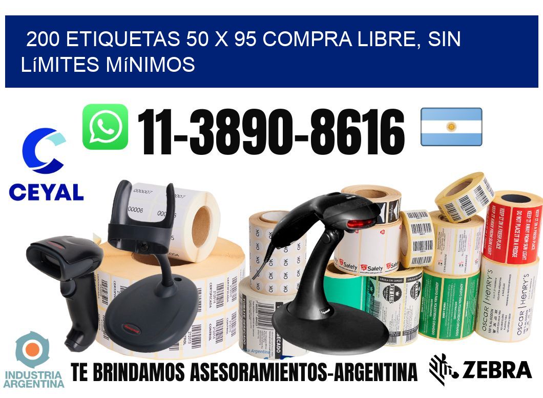 200 etiquetas 50 x 95 Compra libre, sin límites mínimos