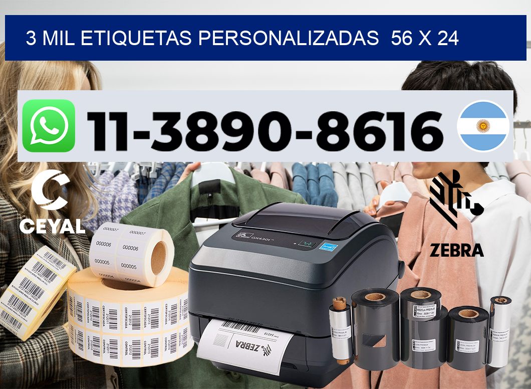 3 mil etiquetas personalizadas  56 x 24