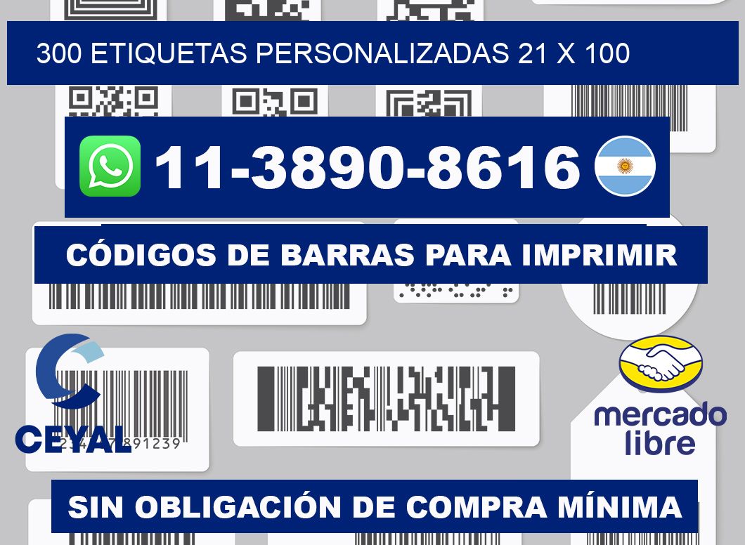 300 ETIQUETAS PERSONALIZADAS 21 x 100