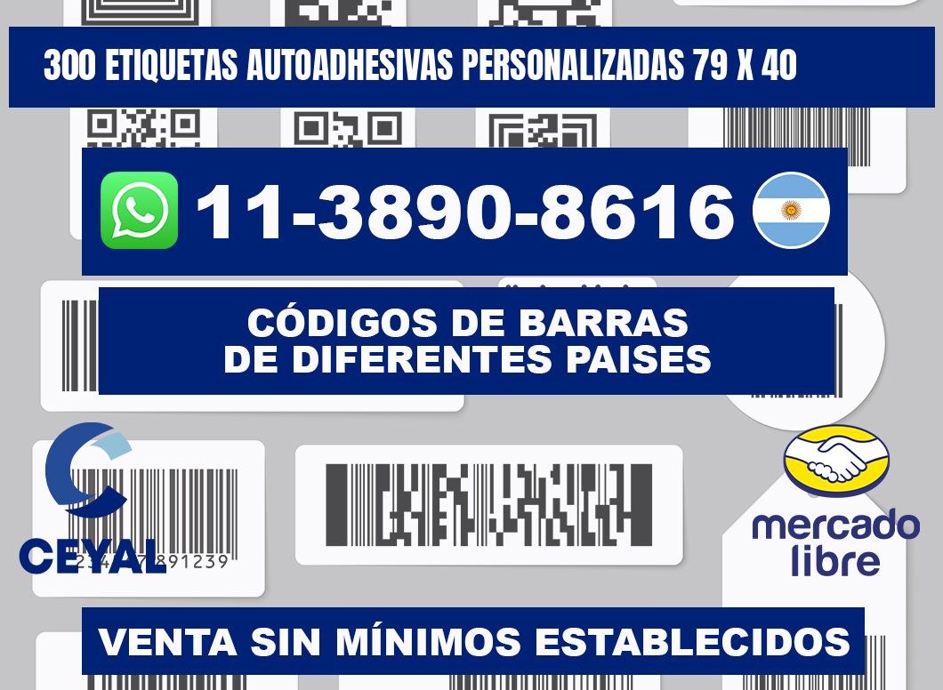 300 Etiquetas autoadhesivas personalizadas 79 x 40