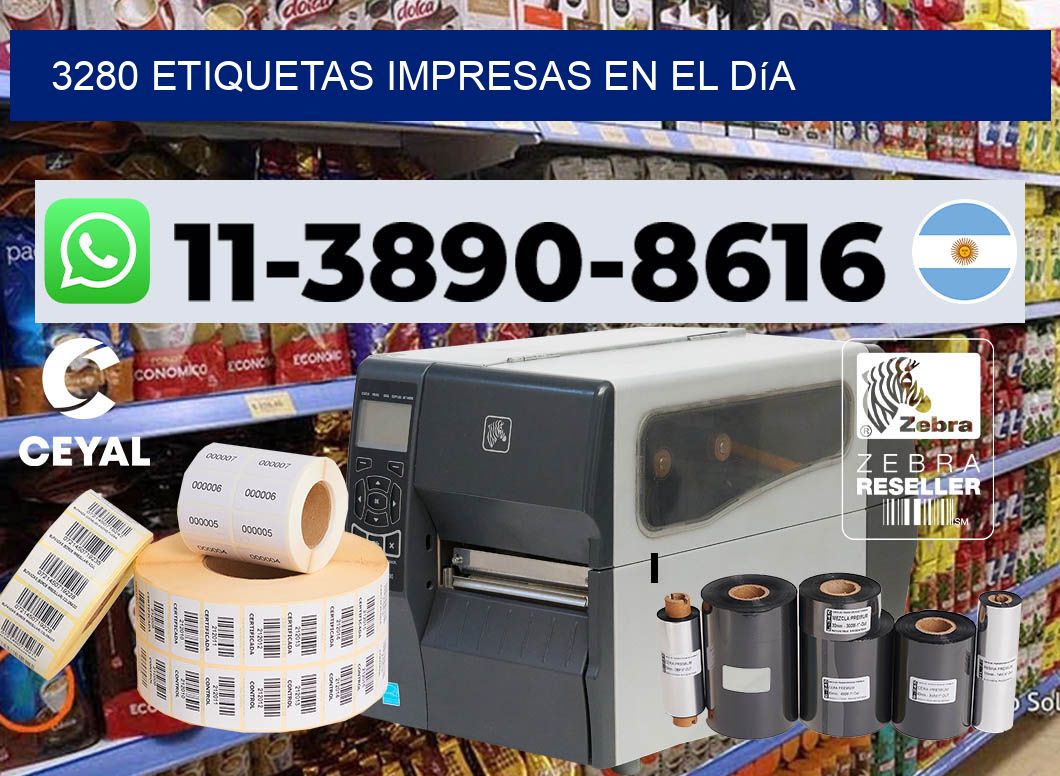 3280 Etiquetas impresas en el día