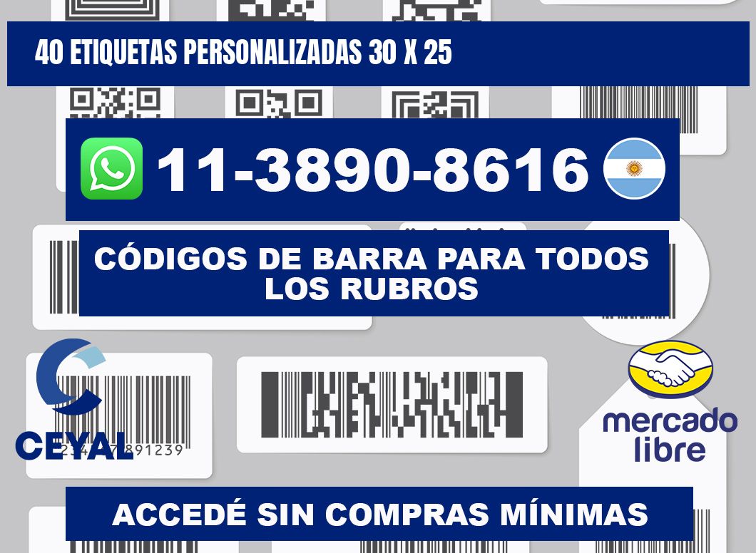 40 ETIQUETAS PERSONALIZADAS 30 x 25