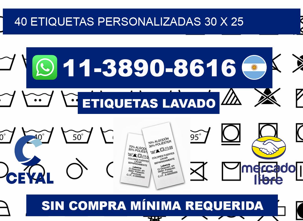 40 ETIQUETAS PERSONALIZADAS 30 x 25