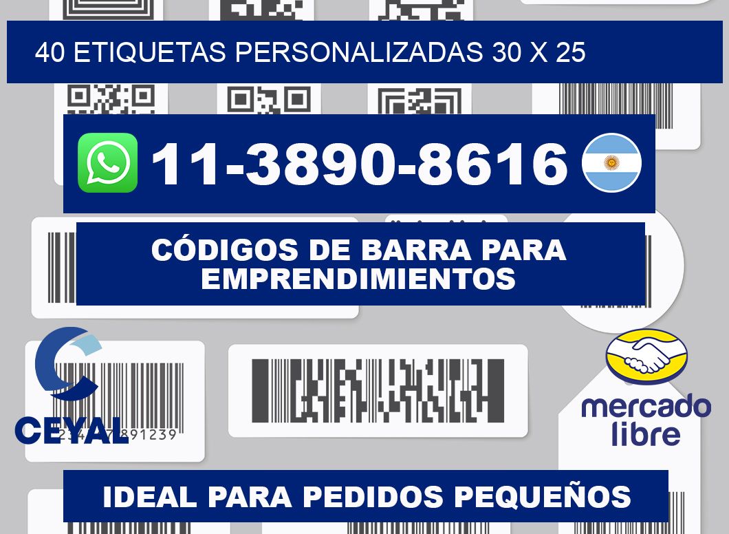 40 ETIQUETAS PERSONALIZADAS 30 x 25