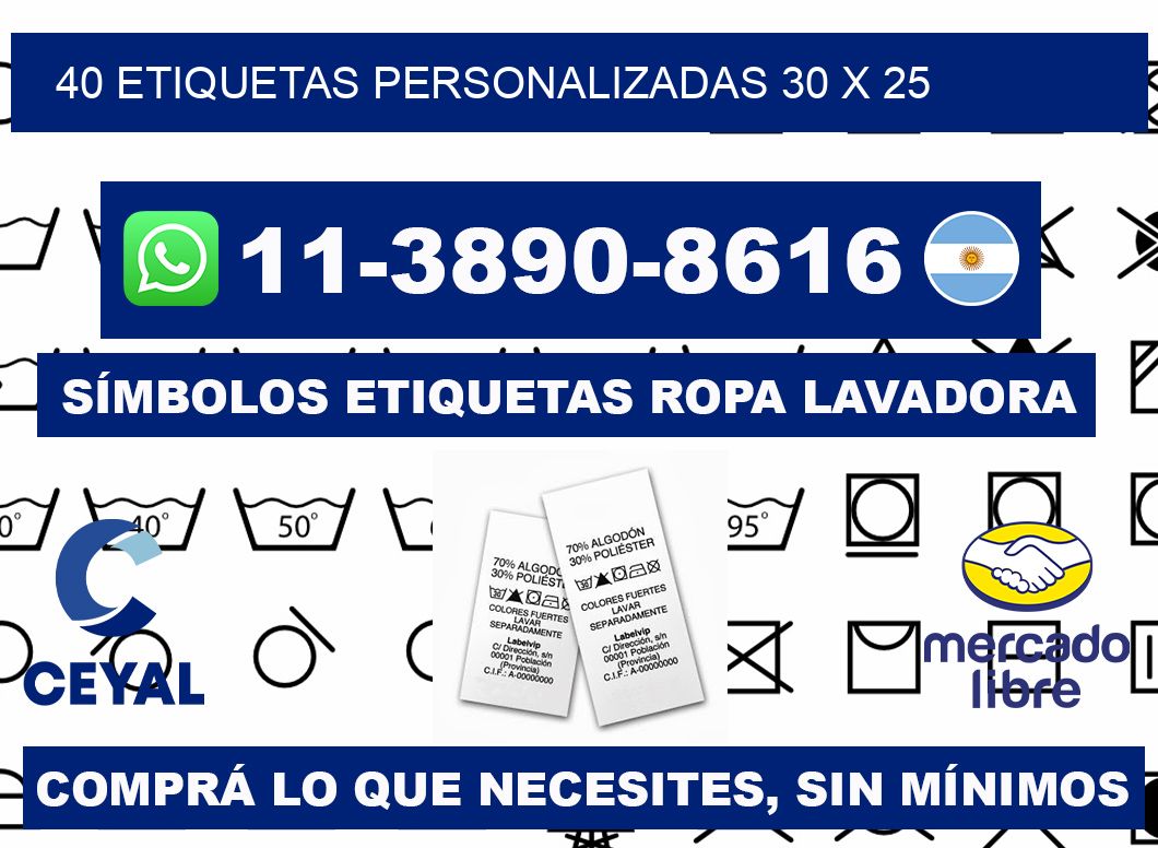 40 ETIQUETAS PERSONALIZADAS 30 x 25