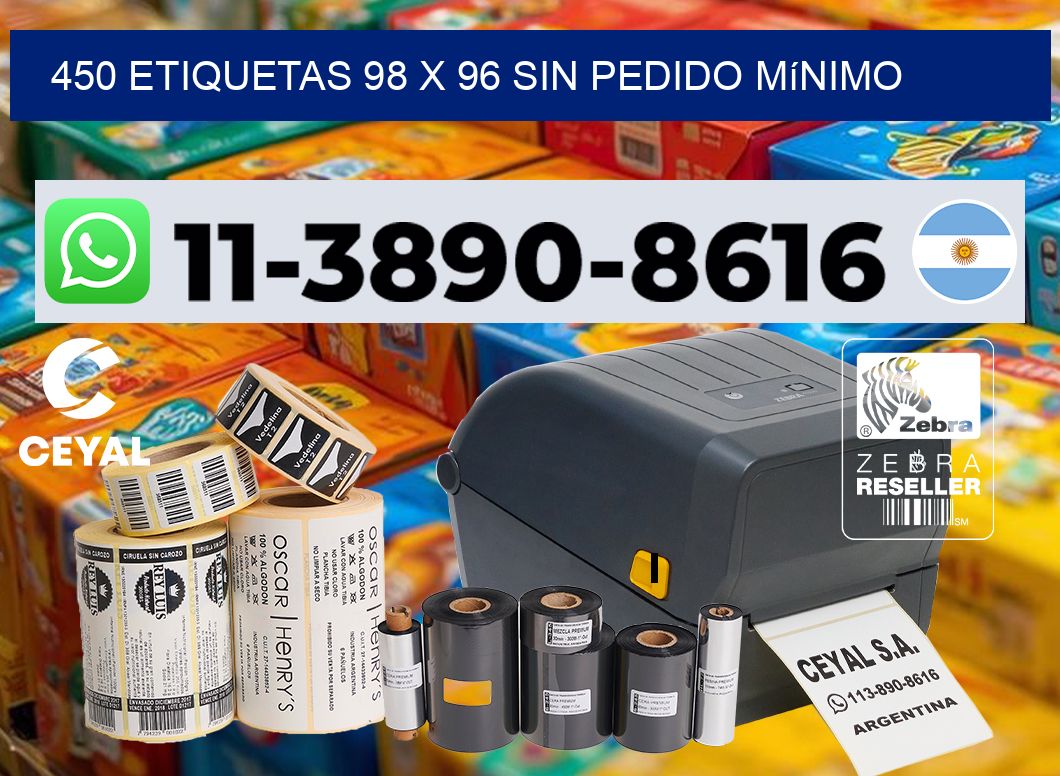 450 etiquetas 98 x 96 Sin pedido mínimo