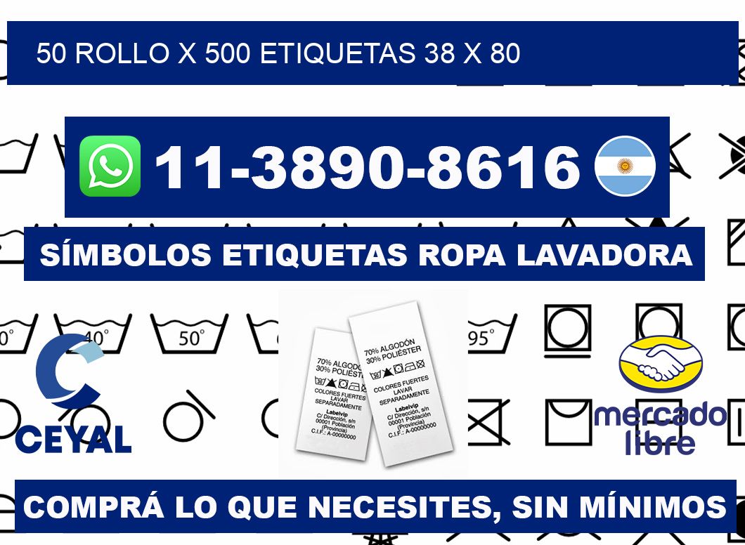 50 rollo x 500 etiquetas 38 x 80